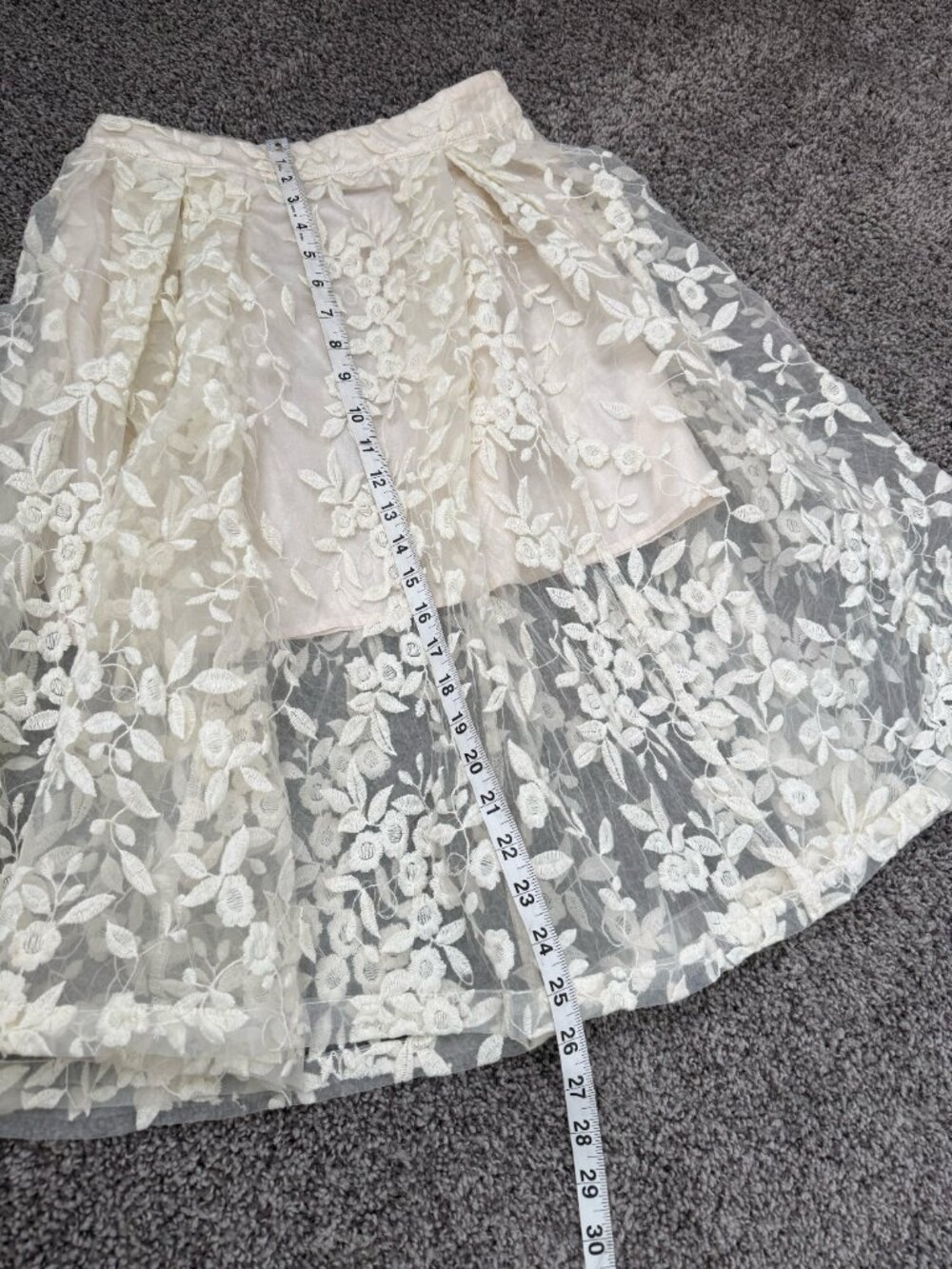 L'Atiste by Amy Floral Lace Midi Skirt Size M Cream Beige - Picture 11 of 12